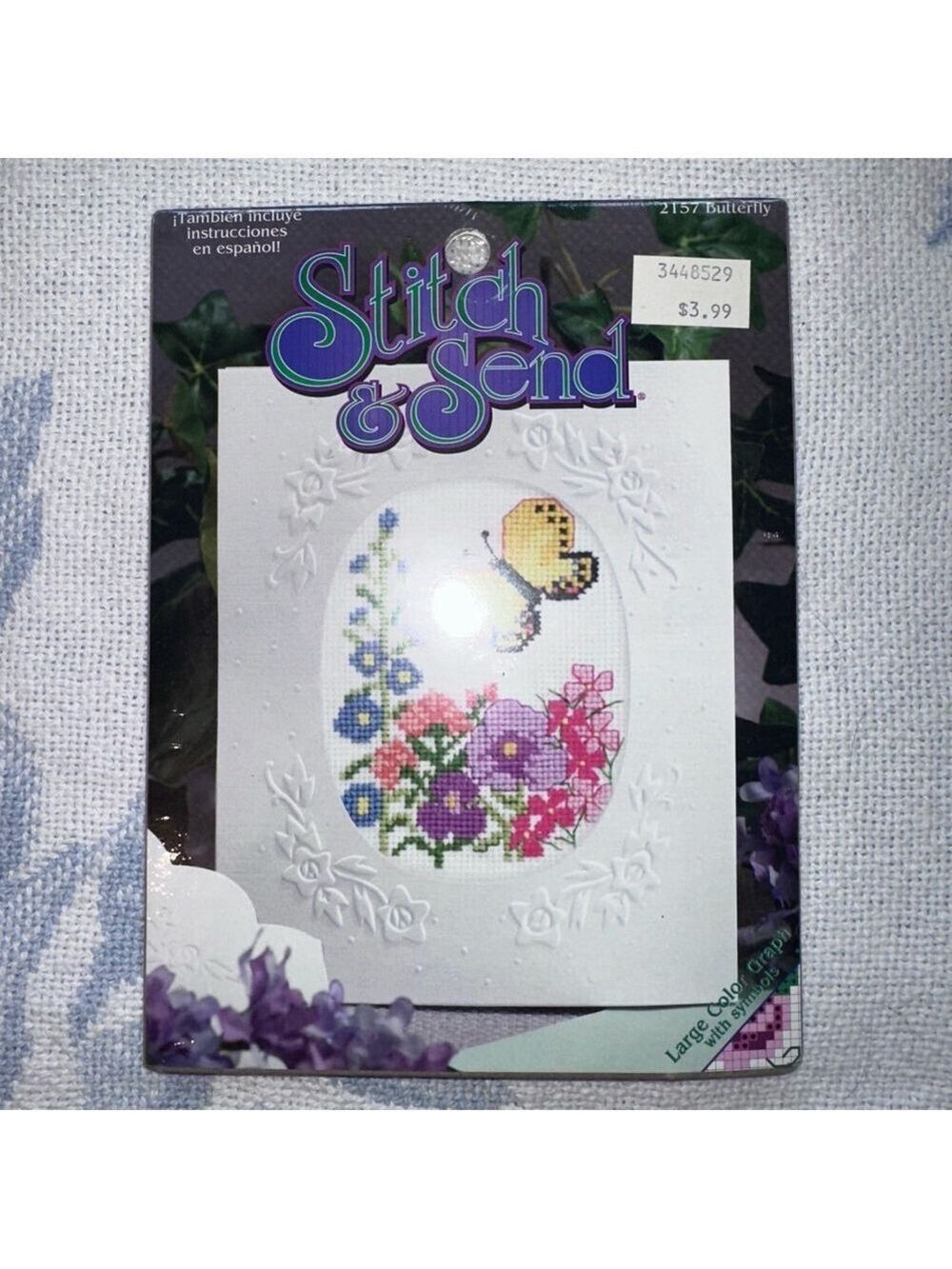 NOS Vintage 1995 Designs Of The Needle Cross Stitch Butterfly Greeting Card Kit